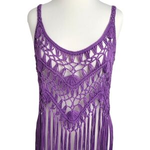 Purple Crochet Fringe Dress